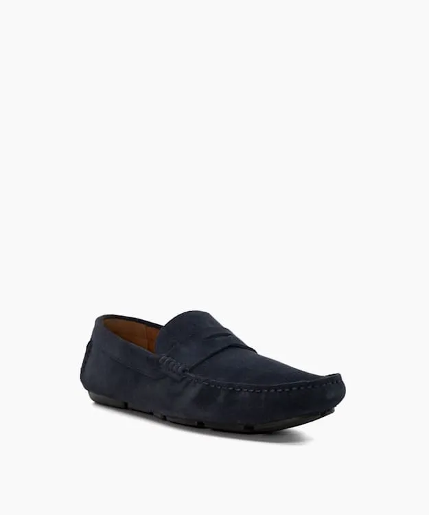 Men Dune London Loafers Suede Driver Blue