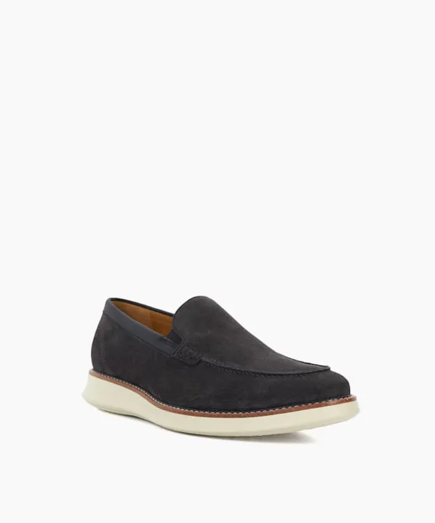 Men Dune London Loafers Wedge Sole Slip On Loafers Grey