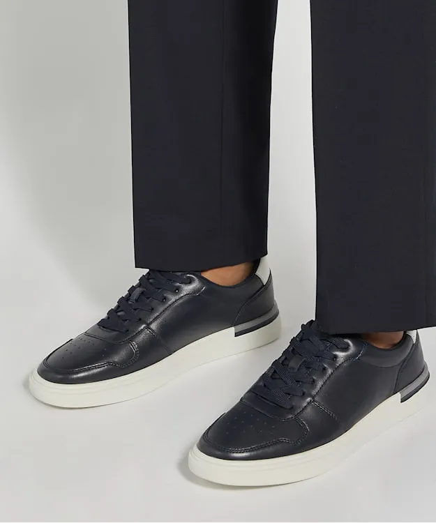 Men Dune London Trainers Lace Up Cupsole Trainers Blue