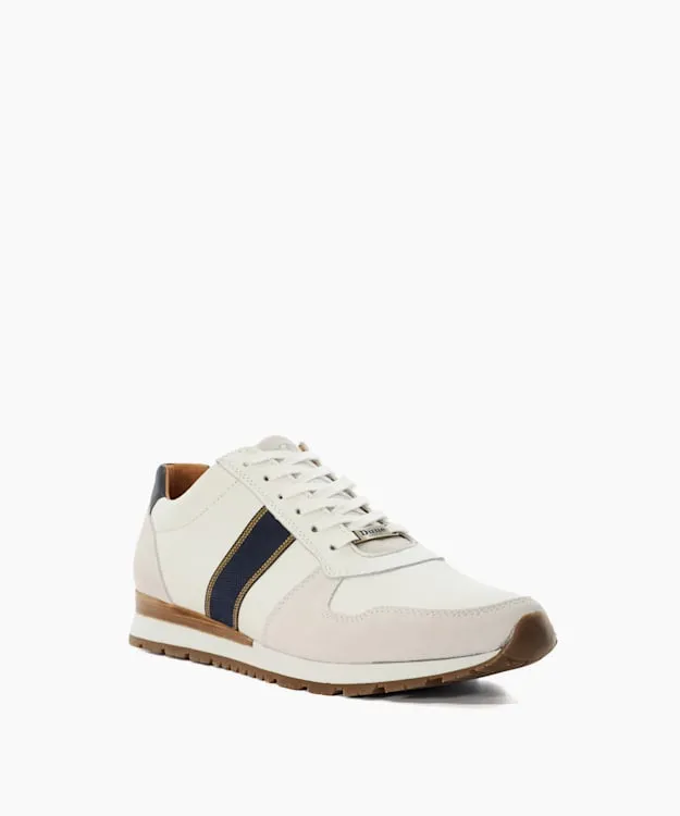 Men Dune London Trainers StripeDetail Runner Trainers White