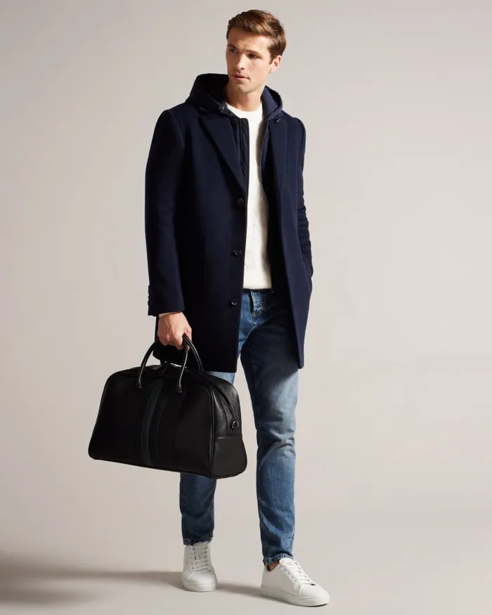 Men EVIAN 8211 Striped Faux Leather Bowler Bag Black Ted Baker Holdalls and Weekend Bags