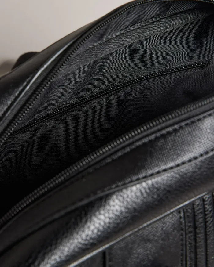 Men EVIAN 8211 Striped Faux Leather Bowler Bag Black Ted Baker Holdalls and Weekend Bags