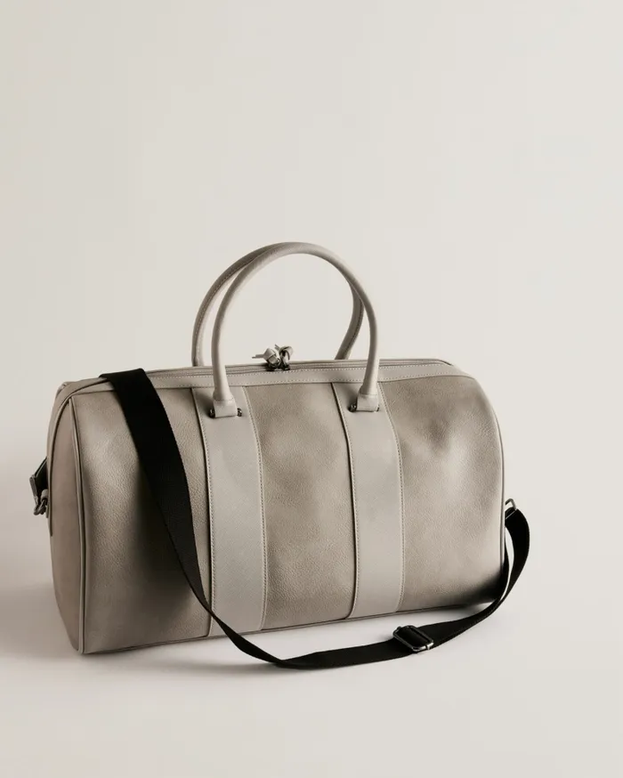 Men EVYDAY 8211 Striped PU Holdall Light Grey Ted Baker Holdalls and Weekend Bags Men EVYDAY 8211 Striped PU Holdall Light Grey Ted Baker Holdalls and Weekend Bags