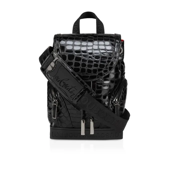 Men Explorafunk Backpack 8211 Alligator Embossed Calf Leather And Mesh 8211 Black Christian Louboutin Crossbody Bags