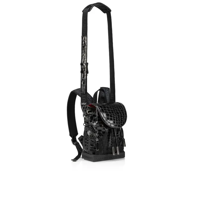 Men Explorafunk Backpack 8211 Alligator Embossed Calf Leather And Mesh 8211 Black Christian Louboutin Crossbody Bags