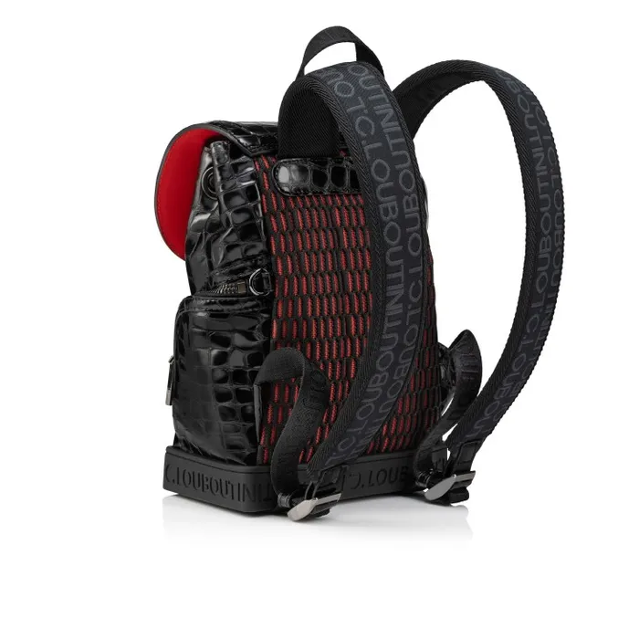 Men Explorafunk Backpack 8211 Alligator Embossed Calf Leather And Mesh 8211 Black Christian Louboutin Crossbody Bags