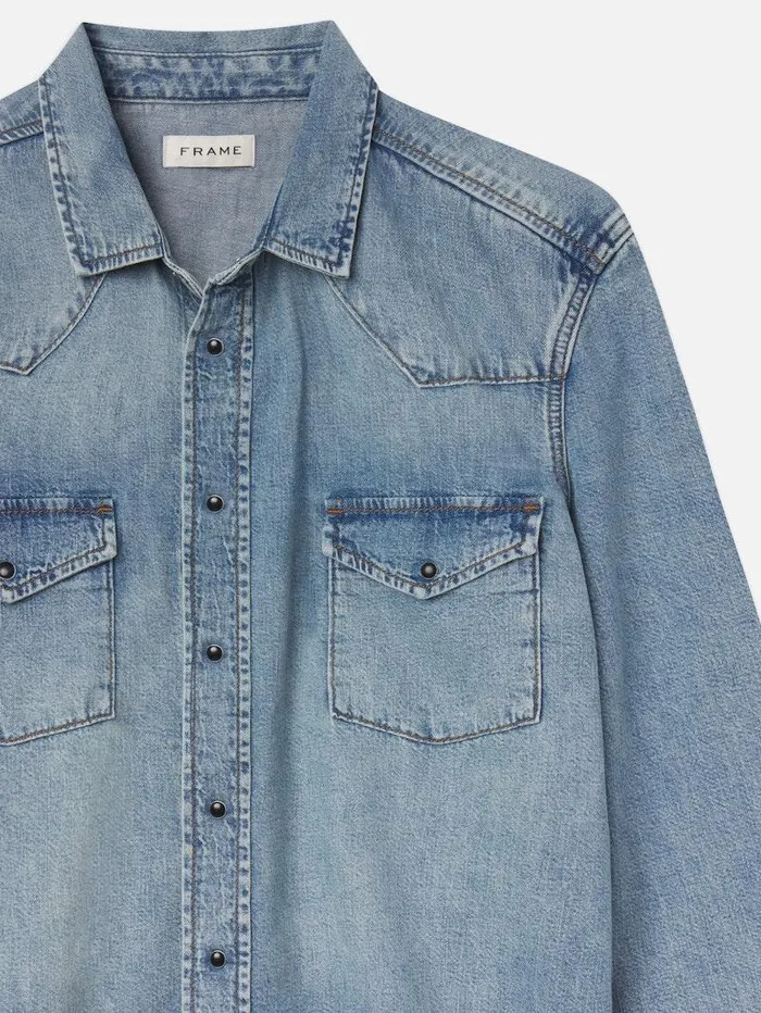 Men FRAME Denim Shirts Western Denim Shirt Men FRAME Denim Shirts Western Denim Shirt