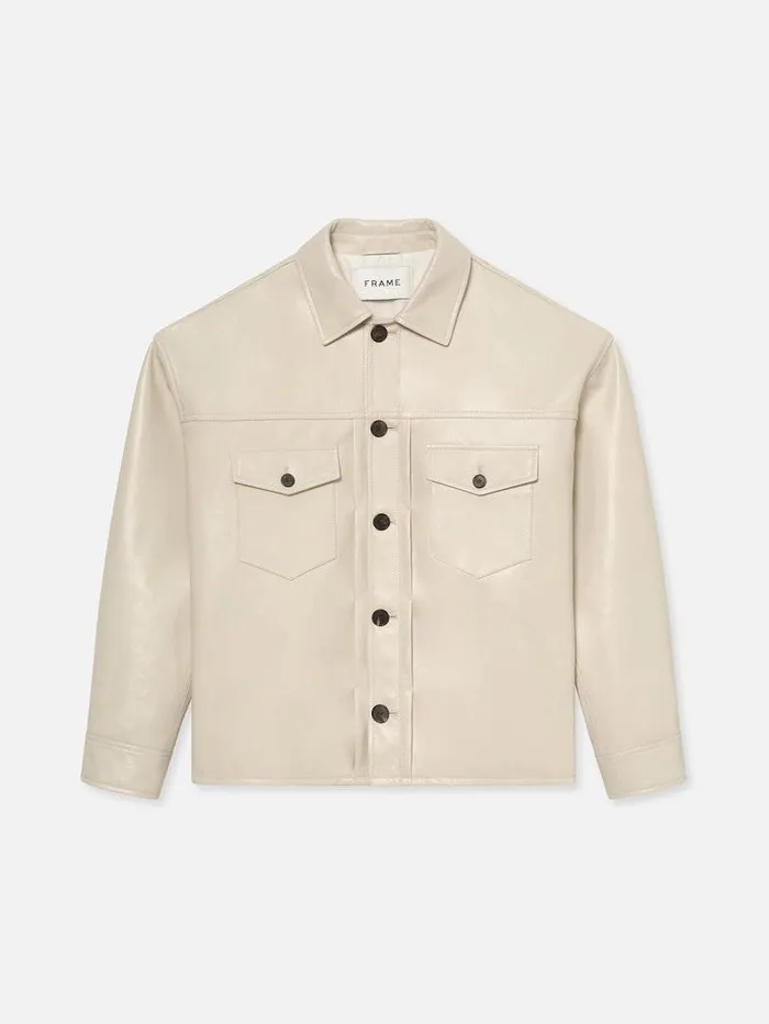 Men FRAME Leather and Suede Leather Trucker Jacket