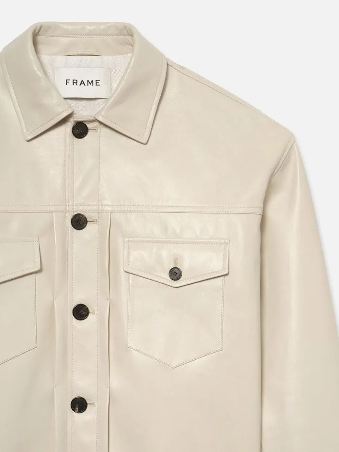 Men FRAME Leather and Suede Leather Trucker Jacket Men FRAME Leather and Suede Leather Trucker Jacket