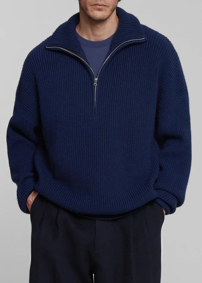 Men Harrison Quarter Zip Jumper 8211 Navy The Frankie Shop Knitwear