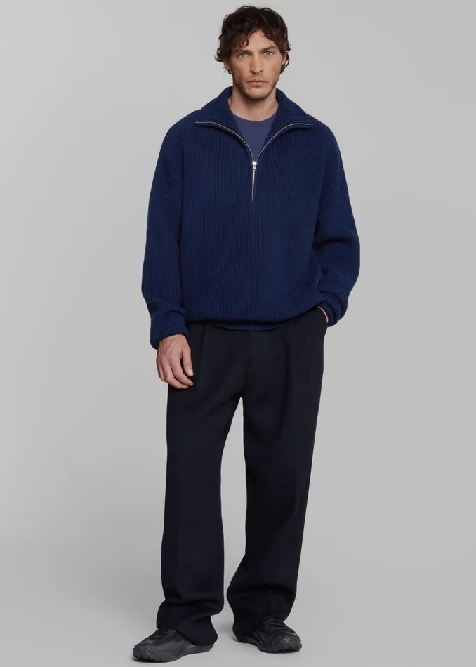 Men Harrison Quarter Zip Jumper 8211 Navy The Frankie Shop Knitwear