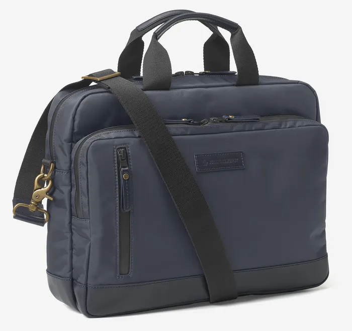 Men Hudson Waterproof Briefcase Navy Backpacks and Briefcases Johnston and Murphy