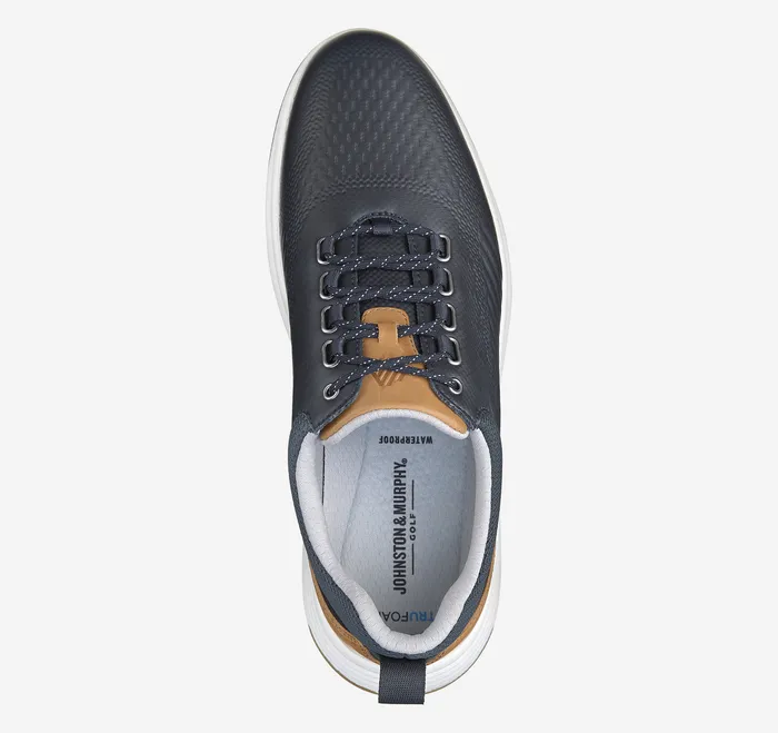 Men Johnston and Murphy Amherst GL1 Sport Hybrid Navy Coated Knit LaceUps