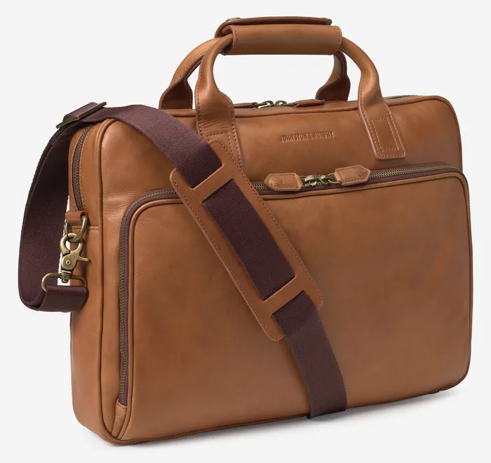 Men Johnston and Murphy Rhodes Briefcase Tan Full Grain Backpacks and Briefcases