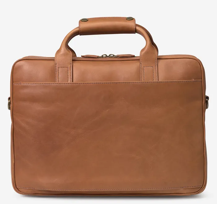 Men Johnston and Murphy Rhodes Briefcase Tan Full Grain Backpacks and Briefcases