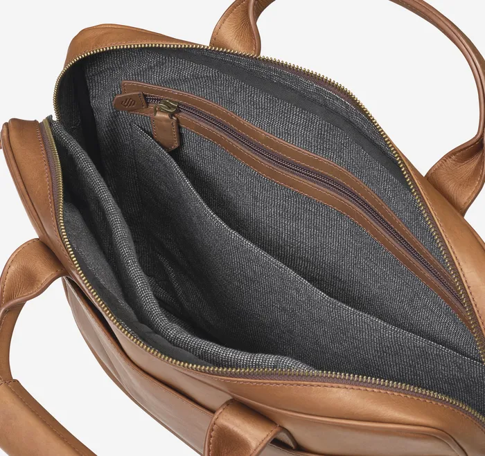 Men Johnston and Murphy Rhodes Briefcase Tan Full Grain Backpacks and Briefcases