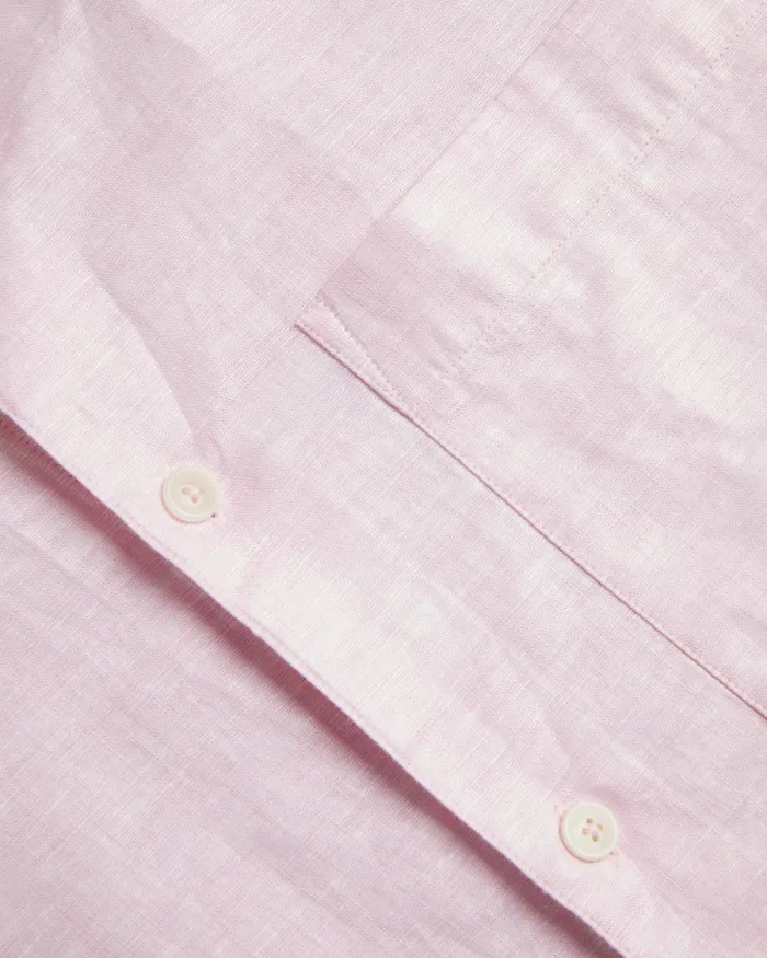 Men KINGFRD 8211 Short Sleeve Linen Shirt Medium Pink Ted Baker Shirts
