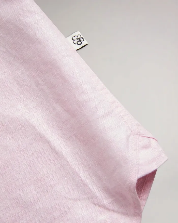 Men KINGFRD 8211 Short Sleeve Linen Shirt Medium Pink Ted Baker Shirts