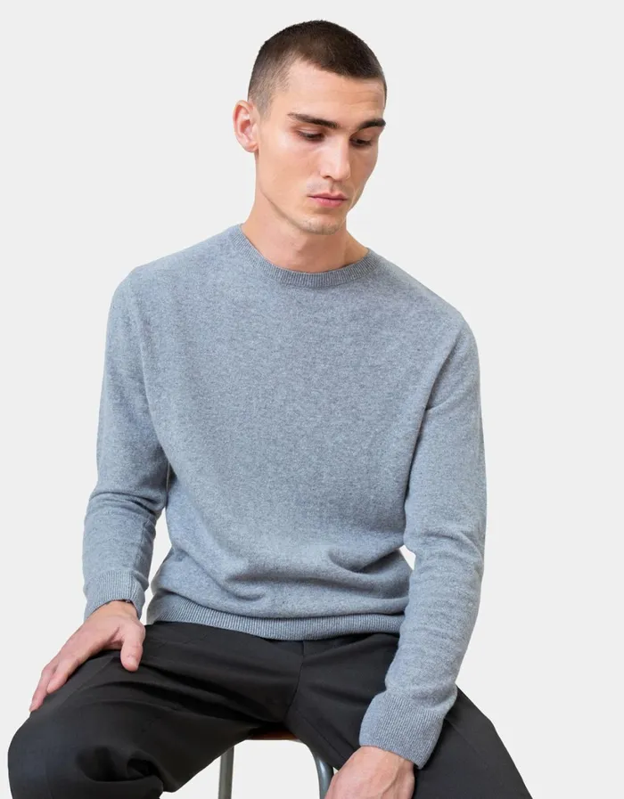Men Light Merino Wool Crew Sahara Camel Colorful Standard Knit Sweaters