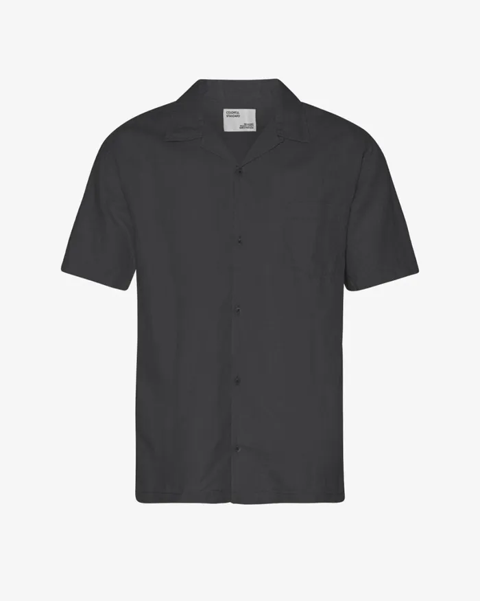 Men Linen Short Sleeved Shirt Lava Grey Colorful Standard Shirts