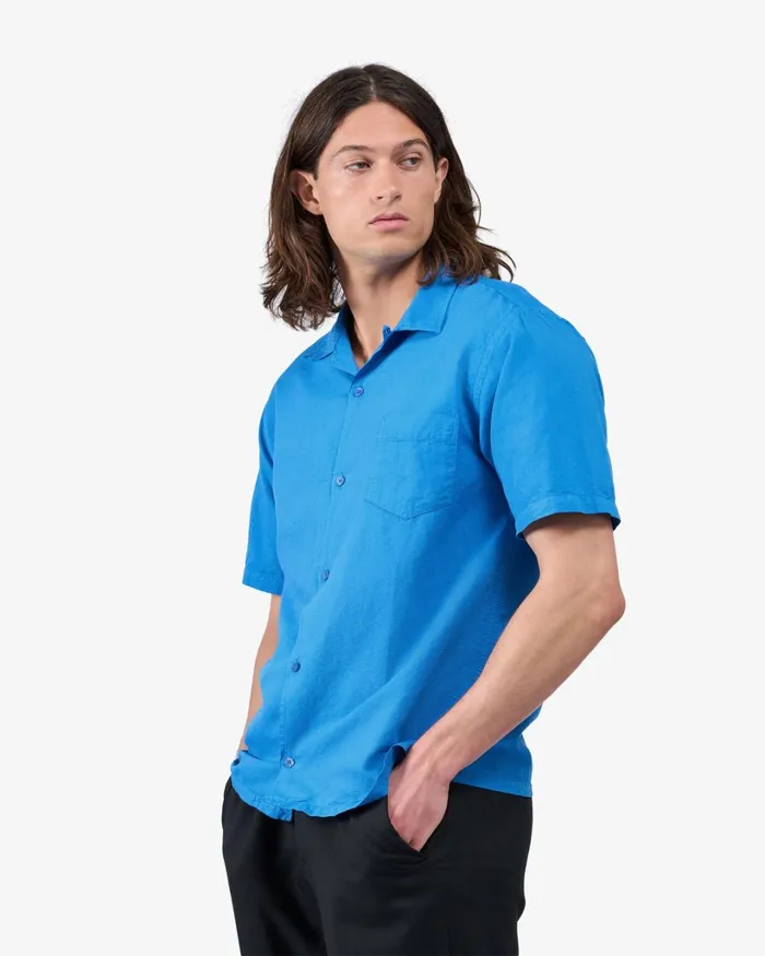 Men Linen Short Sleeved Shirt Lava Grey Colorful Standard Shirts