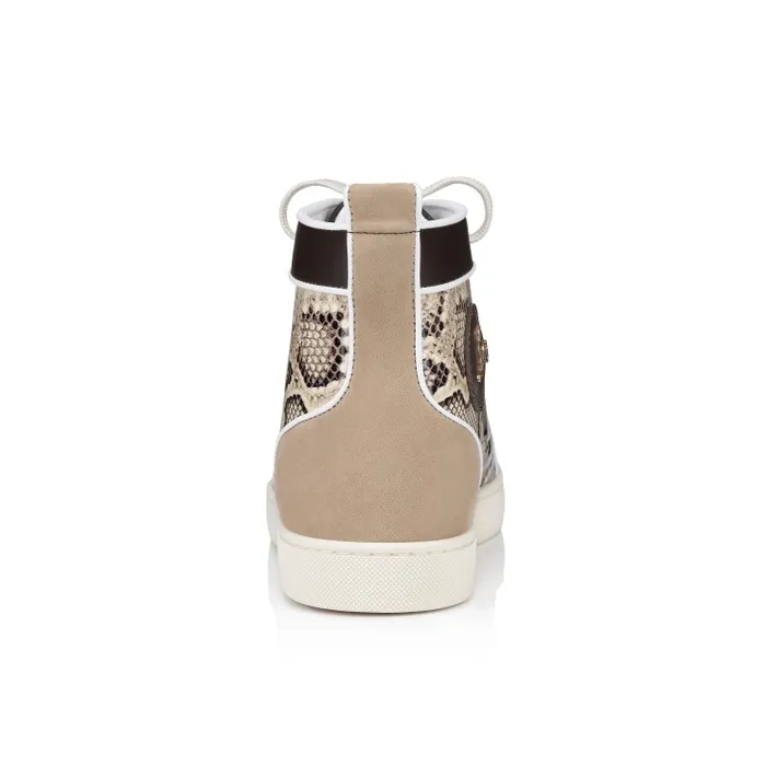 Men Lou Spikes Orlato Hightop Sneakers 8211 Veau Velours Patent Calf Leather Snake Printed And Spikes 8211 Saharienne Christian Louboutin Sneakers