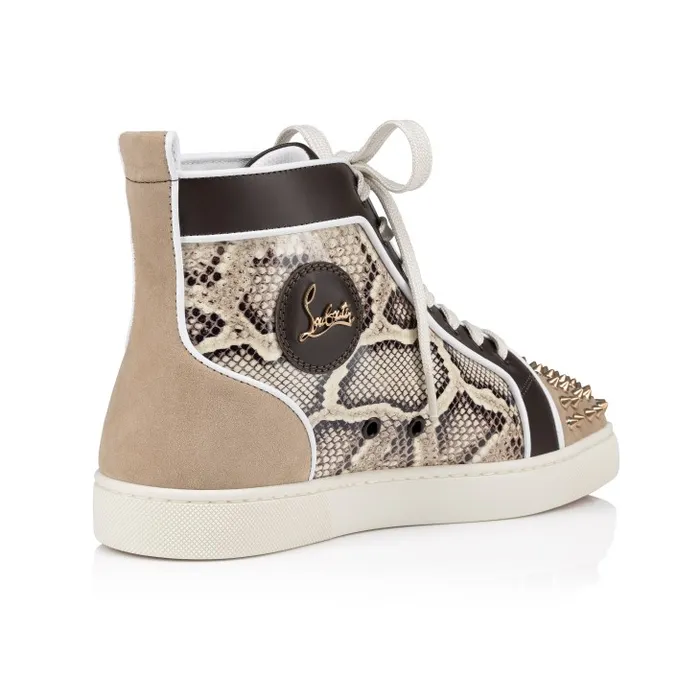 Men Lou Spikes Orlato Hightop Sneakers 8211 Veau Velours Patent Calf Leather Snake Printed And Spikes 8211 Saharienne Christian Louboutin Sneakers