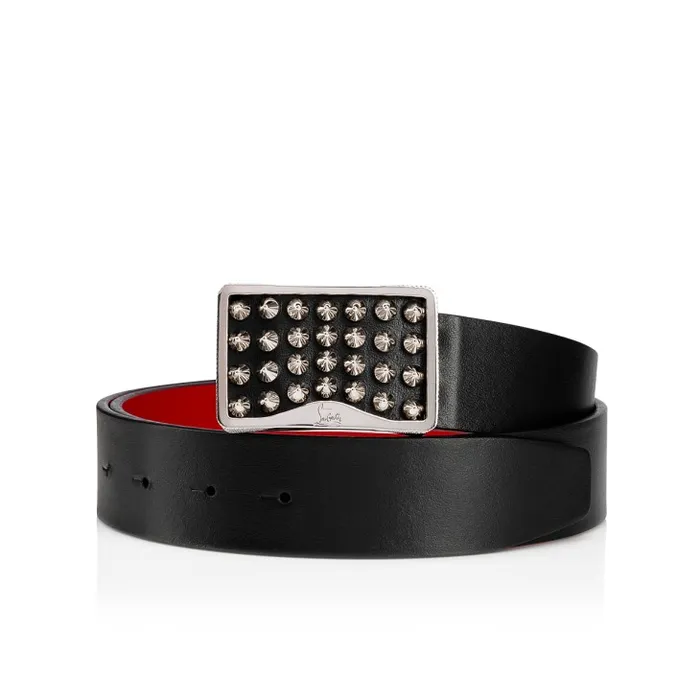 Men Louis Belt Belt 8211 Calf Leather And Spikes 8211 Black Christian Louboutin Belts