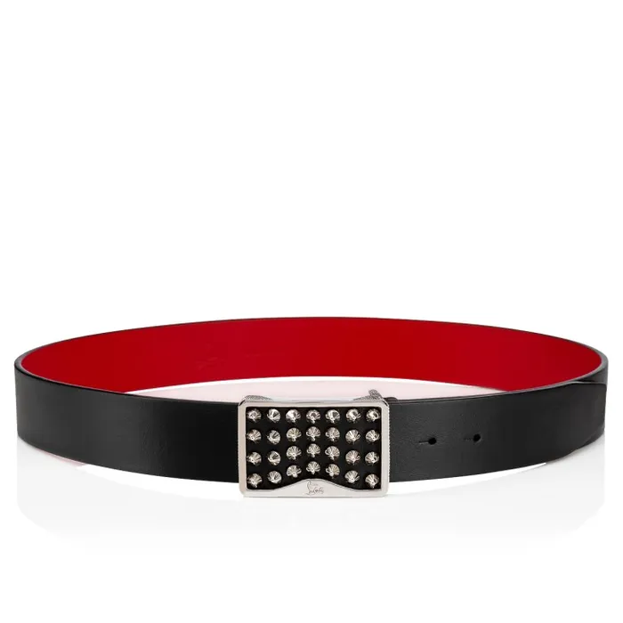 Men Louis Belt Belt 8211 Calf Leather And Spikes 8211 Black Christian Louboutin Belts