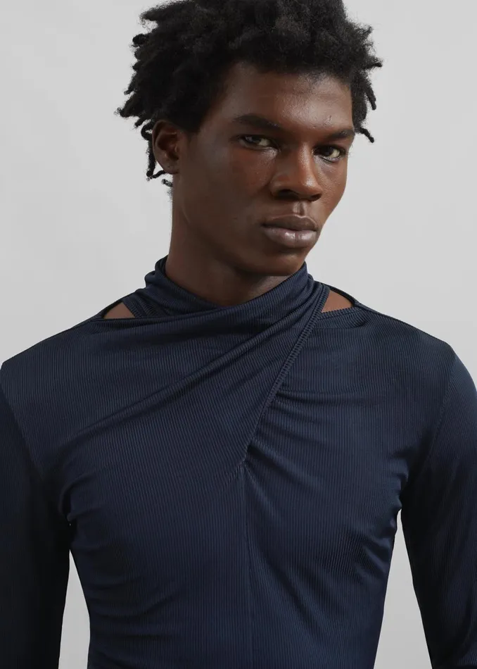 Men Louis Gabriel Nouchi Crossed Top 8211 Night Blue The Frankie Shop Tops