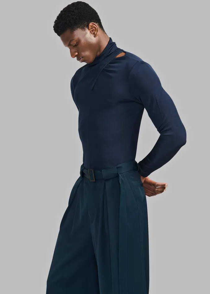 Men Louis Gabriel Nouchi Crossed Top 8211 Night Blue The Frankie Shop Tops