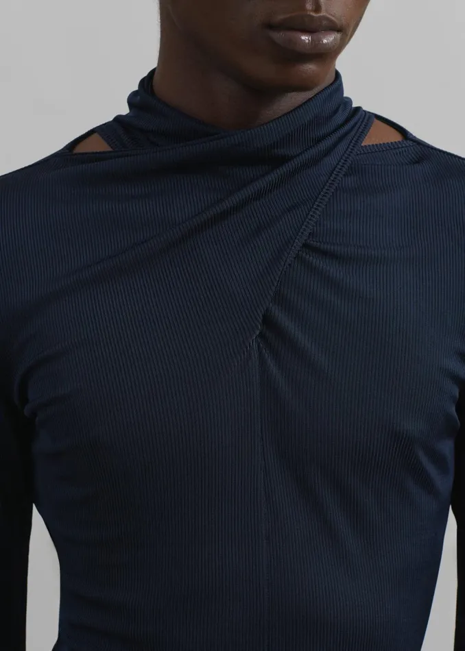 Men Louis Gabriel Nouchi Crossed Top 8211 Night Blue The Frankie Shop Tops