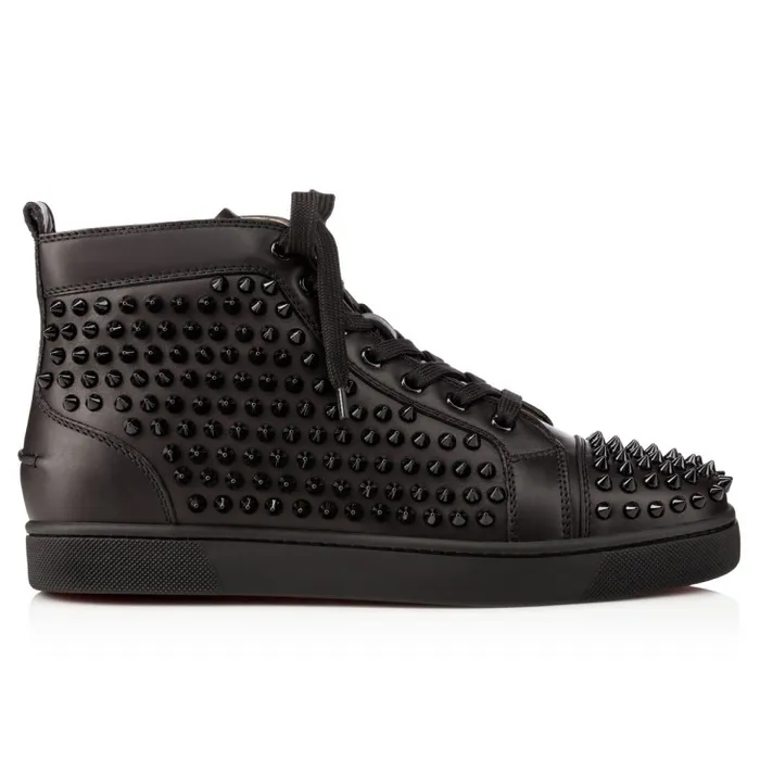 Men Louis Spikes Sneakers 8211 Calf Leather And Spikes 8211 Black Christian Louboutin Sneakers