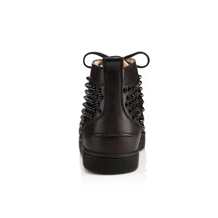 Men Louis Spikes Sneakers 8211 Calf Leather And Spikes 8211 Black Christian Louboutin Sneakers