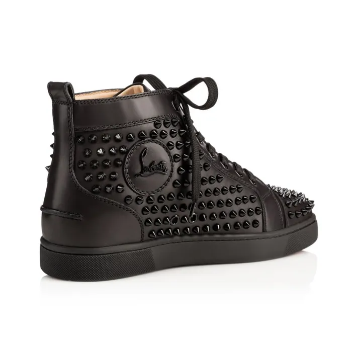 Men Louis Spikes Sneakers 8211 Calf Leather And Spikes 8211 Black Christian Louboutin Sneakers