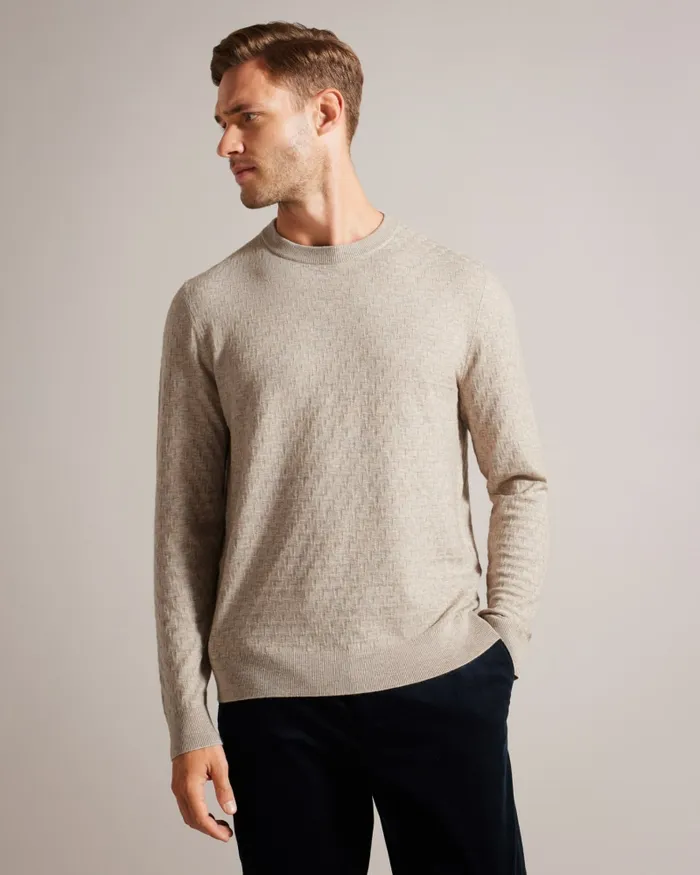 Men LOUNG 8211 Long Sleeve T Knit Jumper Browntan Ted Baker Jumpers and Knitwear Men LOUNG 8211 Long Sleeve T Knit Jumper Browntan Ted Baker Jumpers and Knitwear