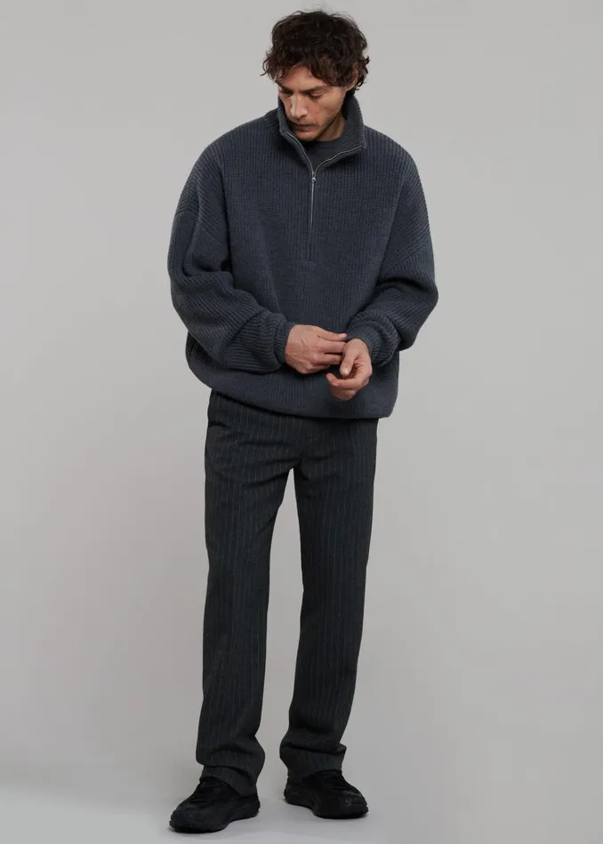 Men Mason Wool Trousers 8211 Dark GreyWhite Pinstripe The Frankie Shop Bottoms