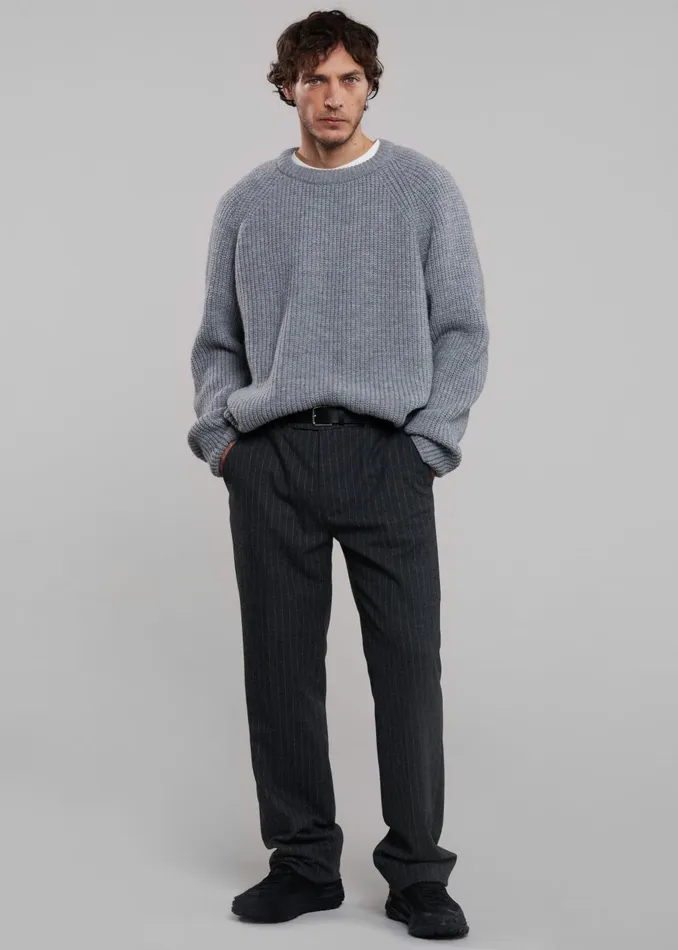 Men Mason Wool Trousers 8211 Dark GreyWhite Pinstripe The Frankie Shop Bottoms