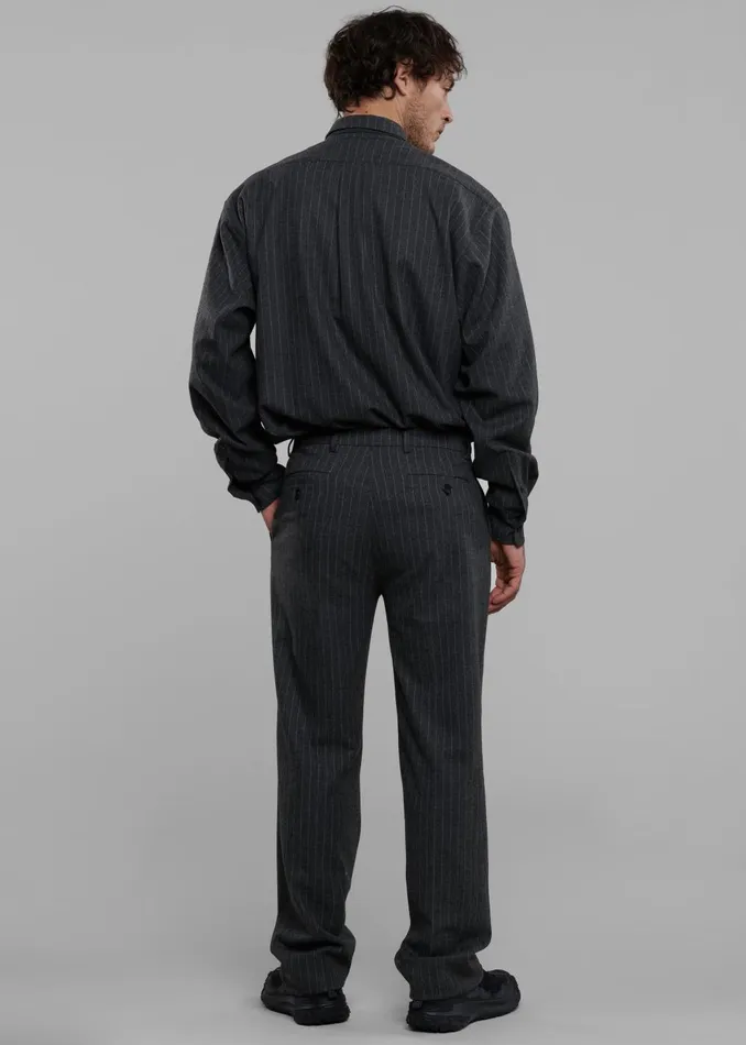 Men Mason Wool Trousers 8211 Dark GreyWhite Pinstripe The Frankie Shop Bottoms