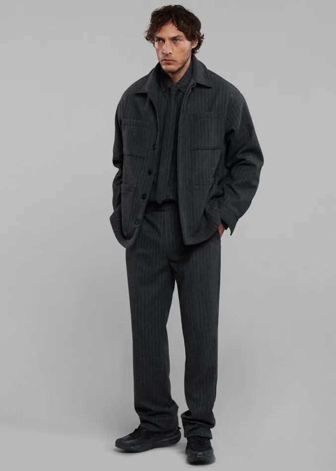 Men Mason Wool Trousers 8211 Dark GreyWhite Pinstripe The Frankie Shop Bottoms
