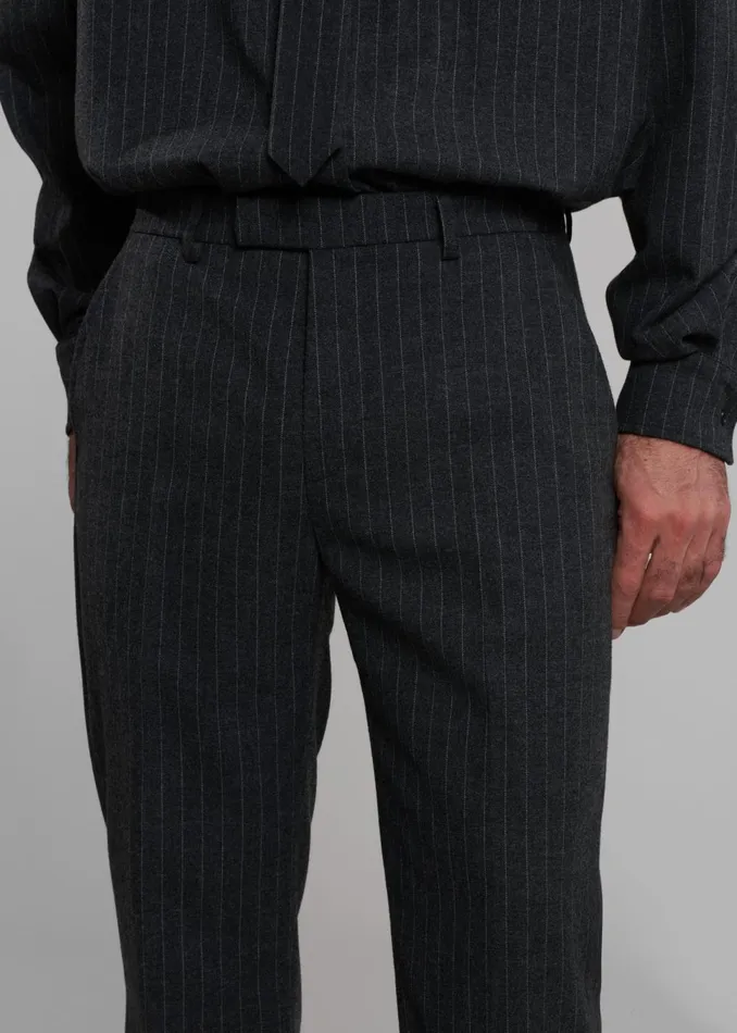 Men Mason Wool Trousers 8211 Dark GreyWhite Pinstripe The Frankie Shop Bottoms