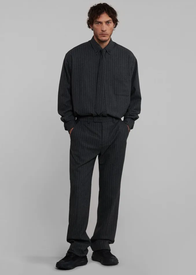 Men Mason Wool Trousers 8211 Dark GreyWhite Pinstripe The Frankie Shop Bottoms
