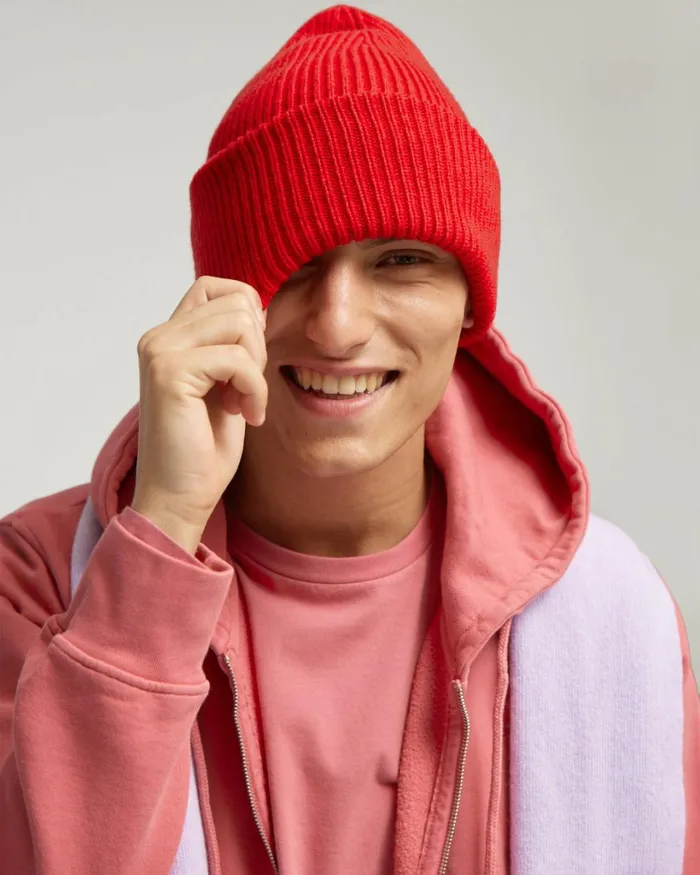 Men Merino Wool Hat Heather Grey Colorful Standard Hats
