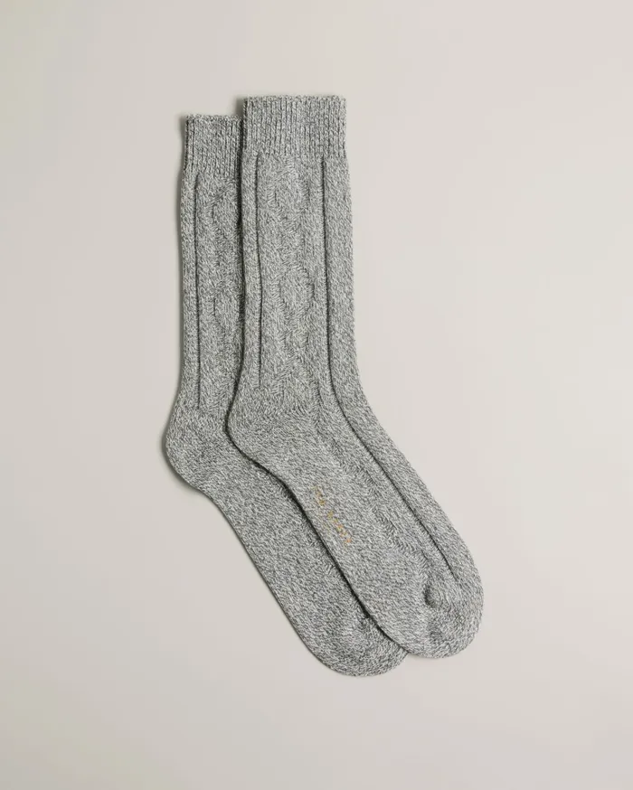 Men MISTIE 8211 Cable Knit Hiking Socks Grey Ted Baker Socks Men MISTIE 8211 Cable Knit Hiking Socks Grey Ted Baker Socks