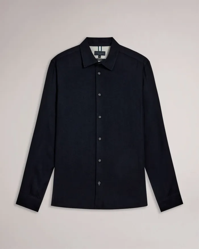 Men NARNI 8211 Lightweight Twill Flannel Shirt Black Ted Baker Shirts