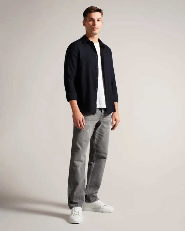 Men NARNI 8211 Lightweight Twill Flannel Shirt Black Ted Baker Shirts Men NARNI 8211 Lightweight Twill Flannel Shirt Black Ted Baker Shirts