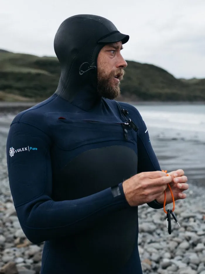 Men Nieuwland 5545mm Yulex Chest Zip Hooded Wetsuit Ink Finisterre Wetsuits
