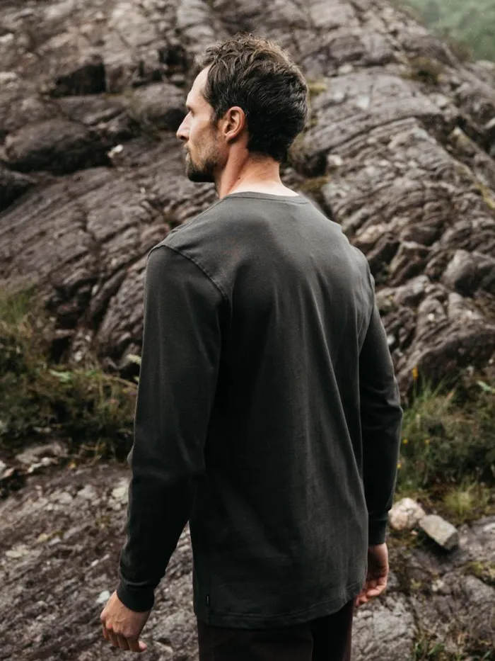 Men Orca Recycled Pocket Long Sleeve TShirt Raven Black Finisterre TShirts