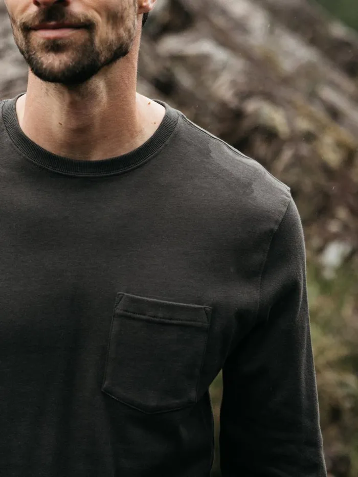 Men Orca Recycled Pocket Long Sleeve TShirt Raven Black Finisterre TShirts