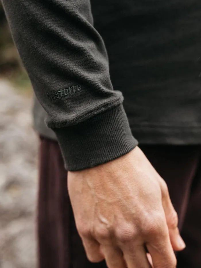 Men Orca Recycled Pocket Long Sleeve TShirt Raven Black Finisterre TShirts